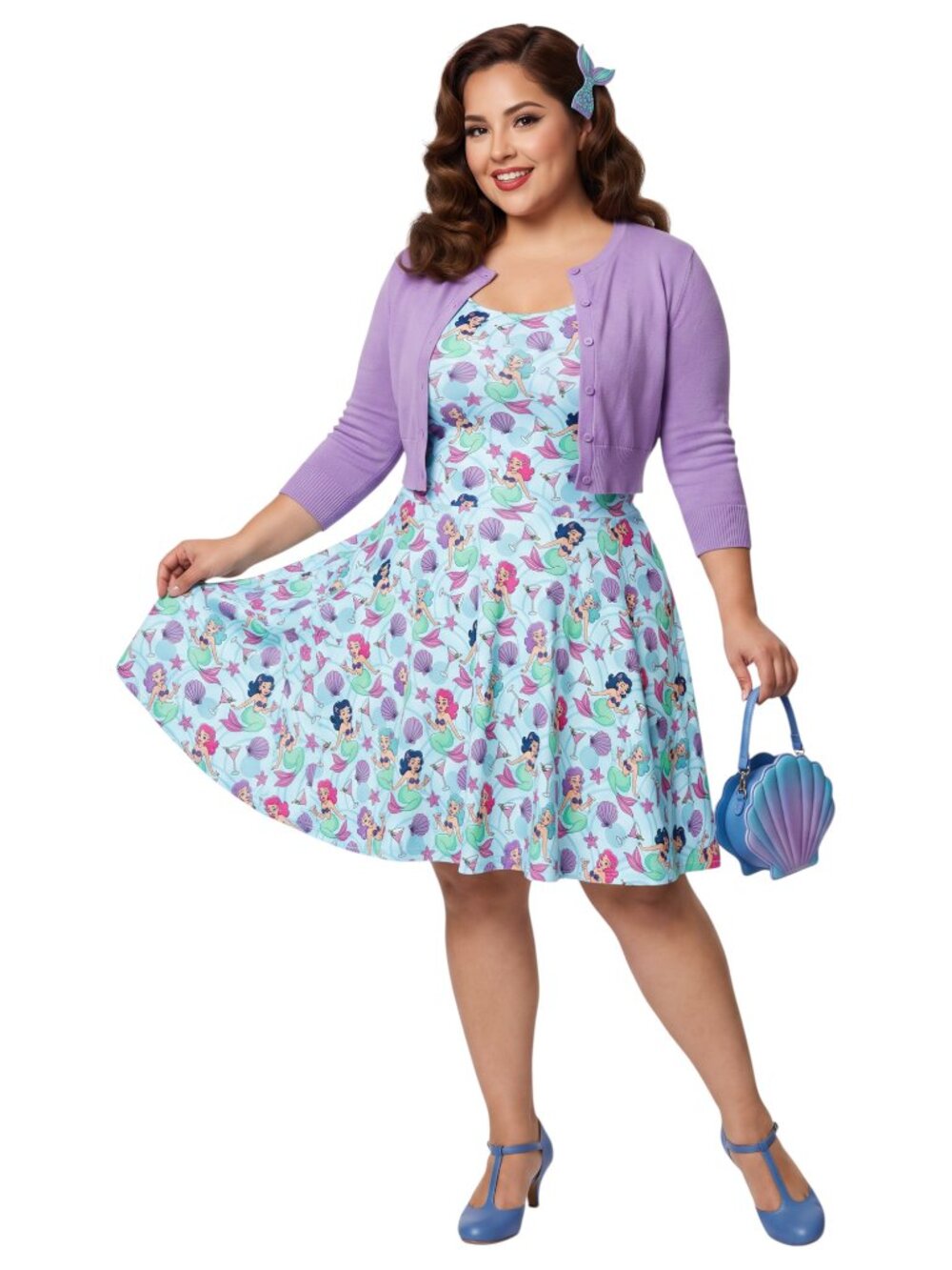 Mermaid & Martinis Swing Dress | Plus Size Fit & Flare | Sizes XS-3XL